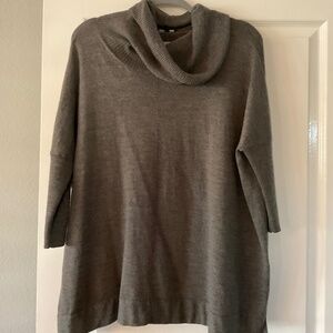 Eileen Fisher charcoal grey merino wool cowlneck tunic, S